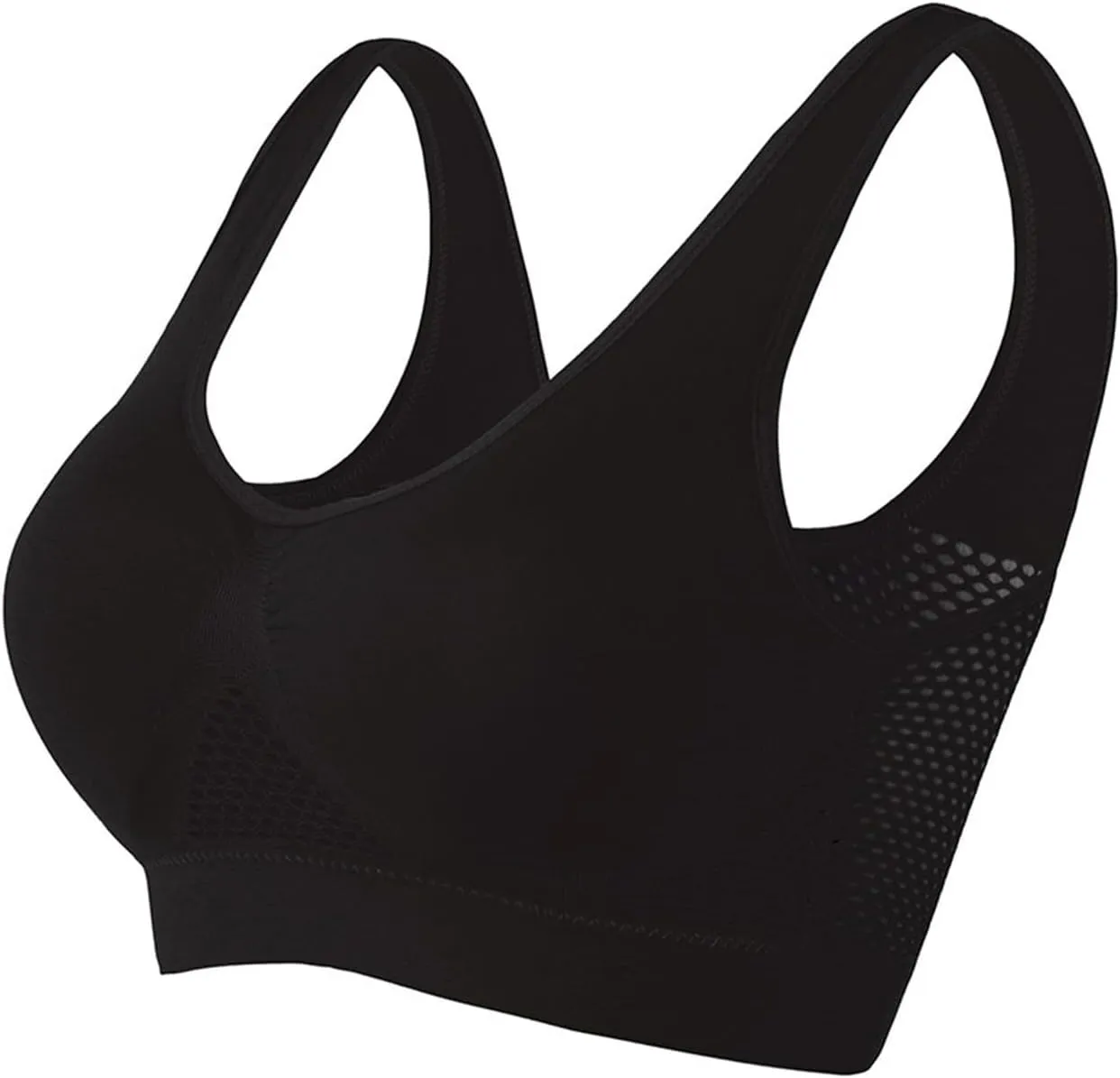 2 Pack Womens Sports Bras, Full Coverage Push Up Yoga Everyday Bra Seamless Wireless Breathable Supportive Bra