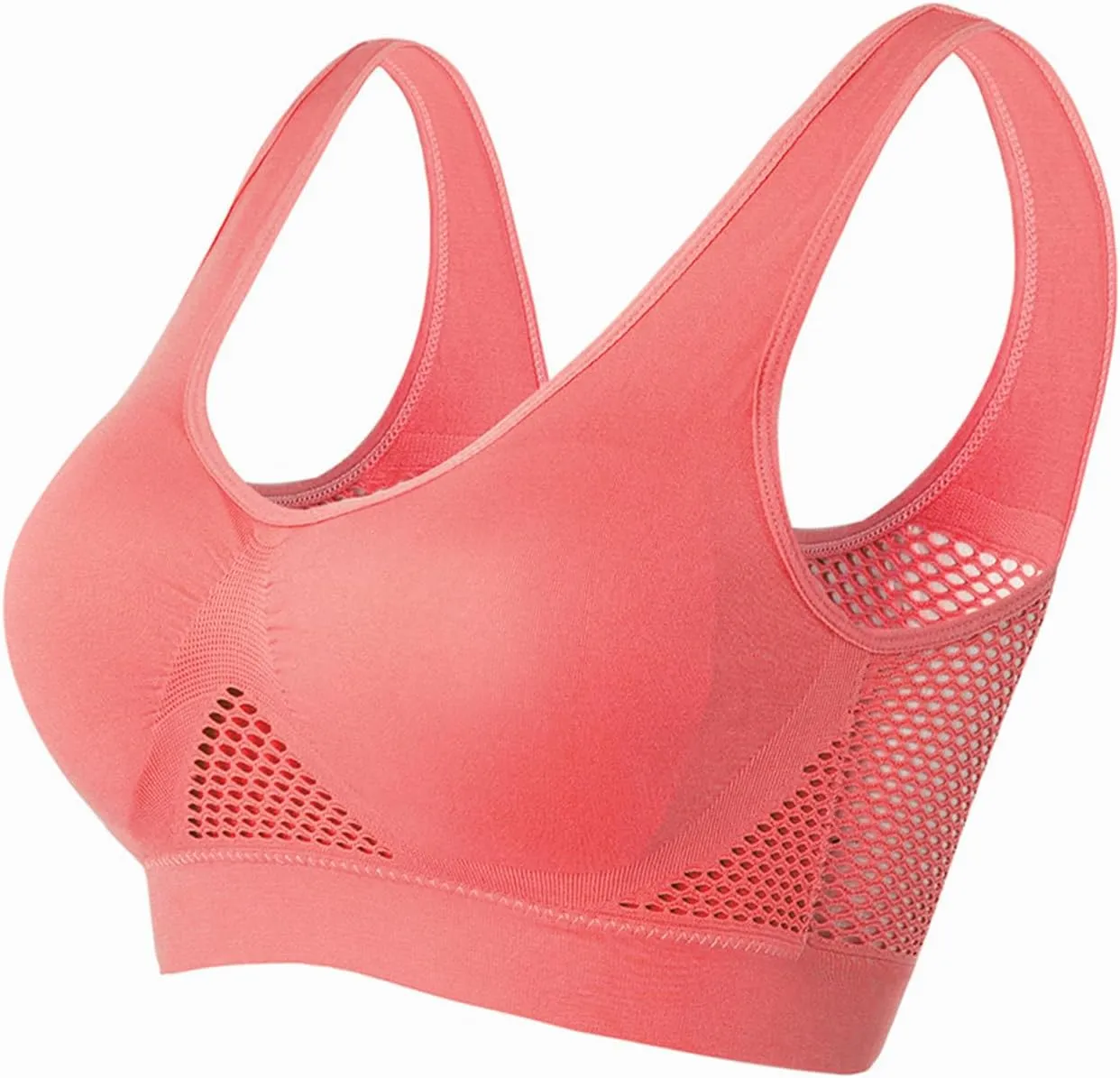 2 Pack Womens Sports Bras, Full Coverage Push Up Yoga Everyday Bra Seamless Wireless Breathable Supportive Bra