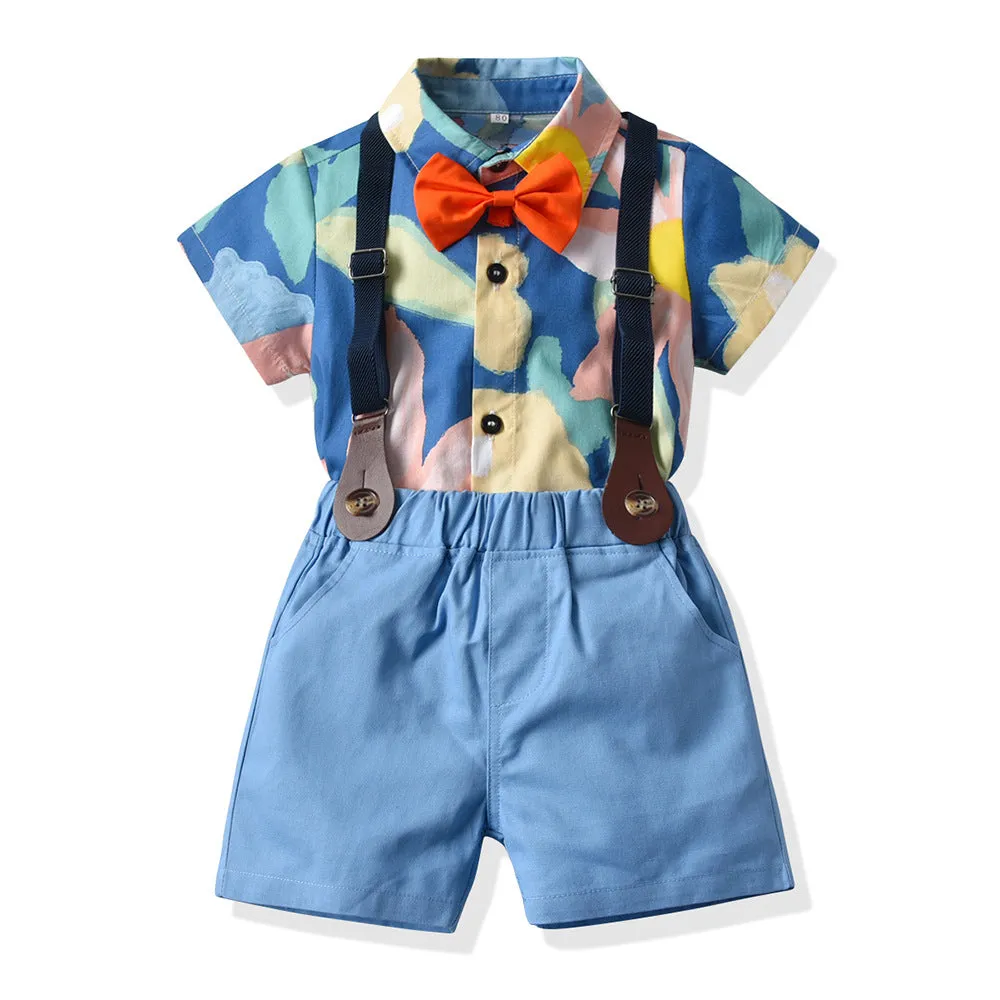 2 Pieces Set Baby Boys Print Rompers And Solid Color Rompers Wholesale 221214125