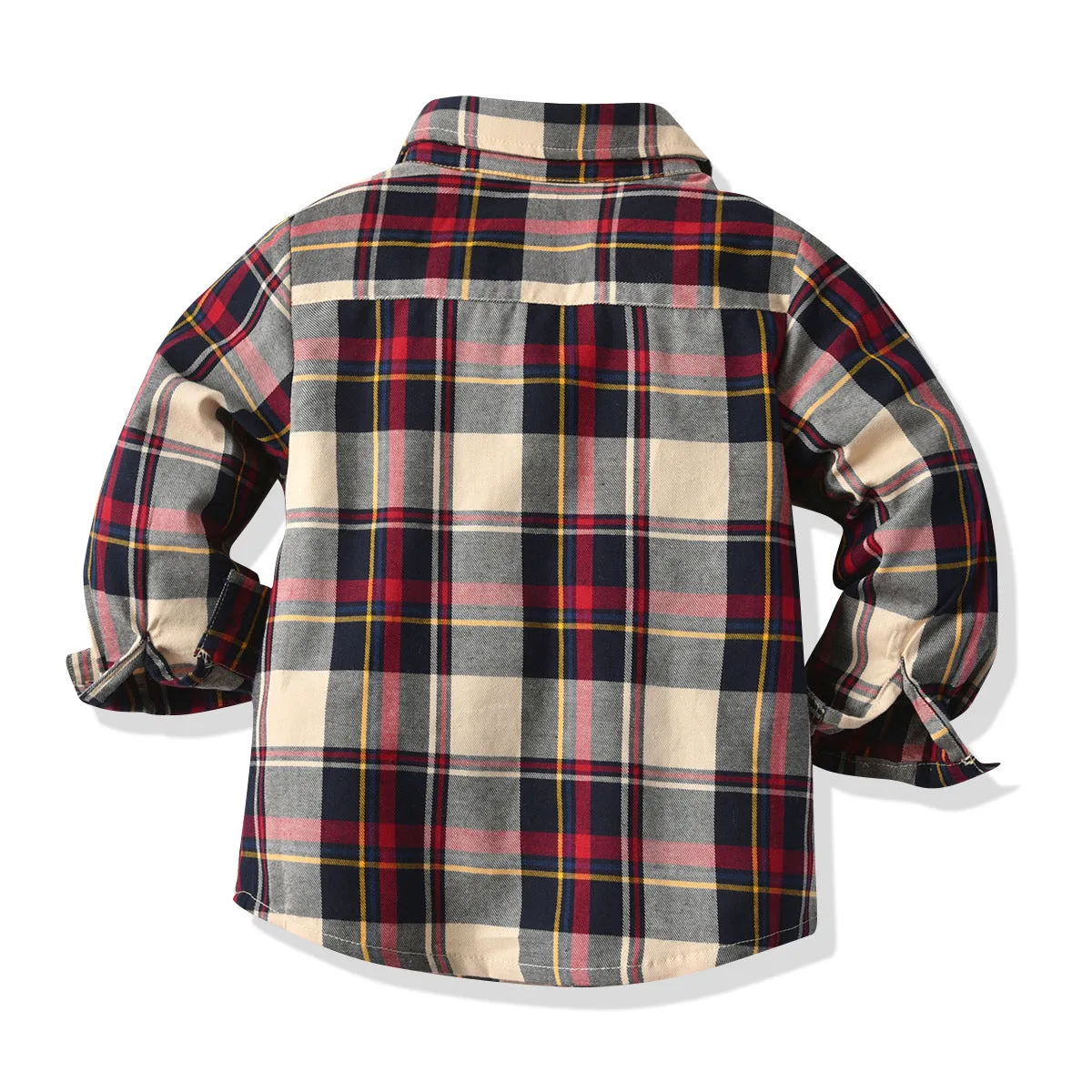 2 Pieces Set Baby Kid Boys Birthday Party Checked Bow Shirts And Solid Color Jumpsuits Wholesale 21110979