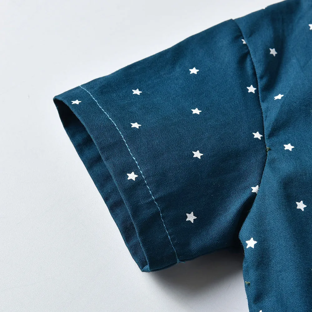 2 Pieces Set Baby Kid Boys Birthday Party Polka dots Bow Shirts And Color-blocking Rompers Wholesale 22121463