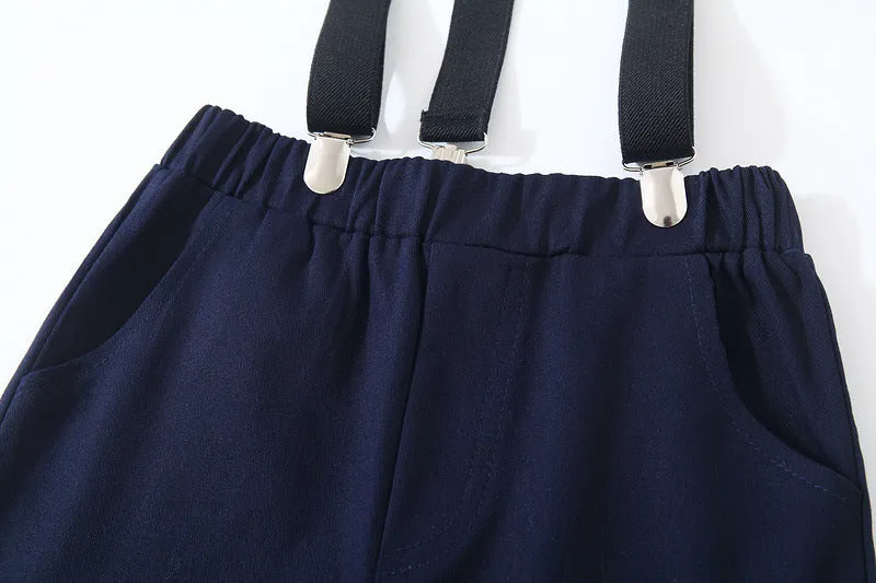 2 Pieces Set Baby Kid Boys Birthday Party Solid Color Bow Shirts And Jumpsuits Wholesale 221216482