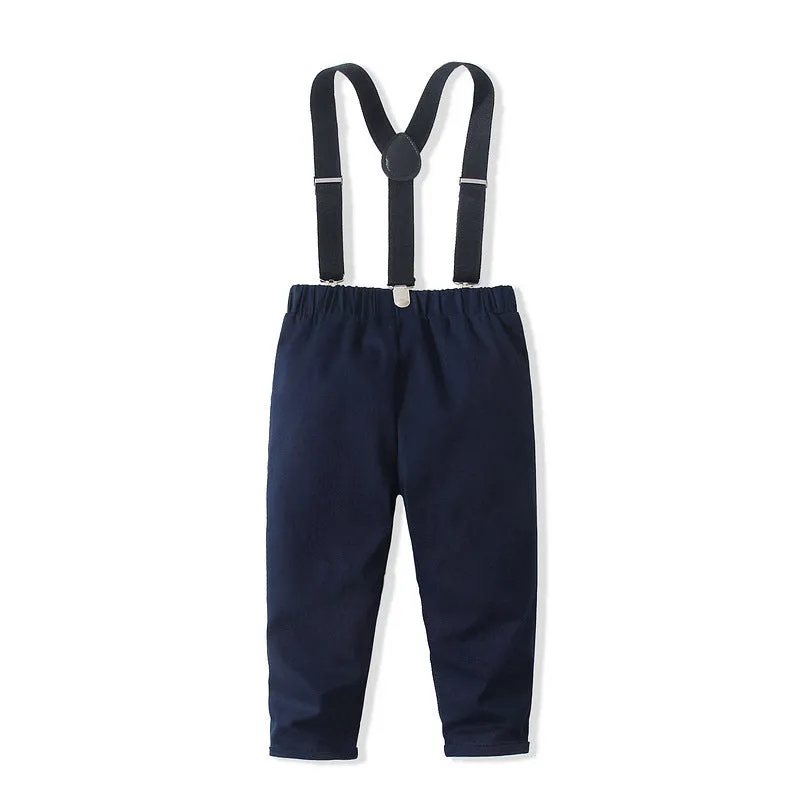 2 Pieces Set Baby Kid Boys Birthday Party Solid Color Bow Shirts And Jumpsuits Wholesale 221216482