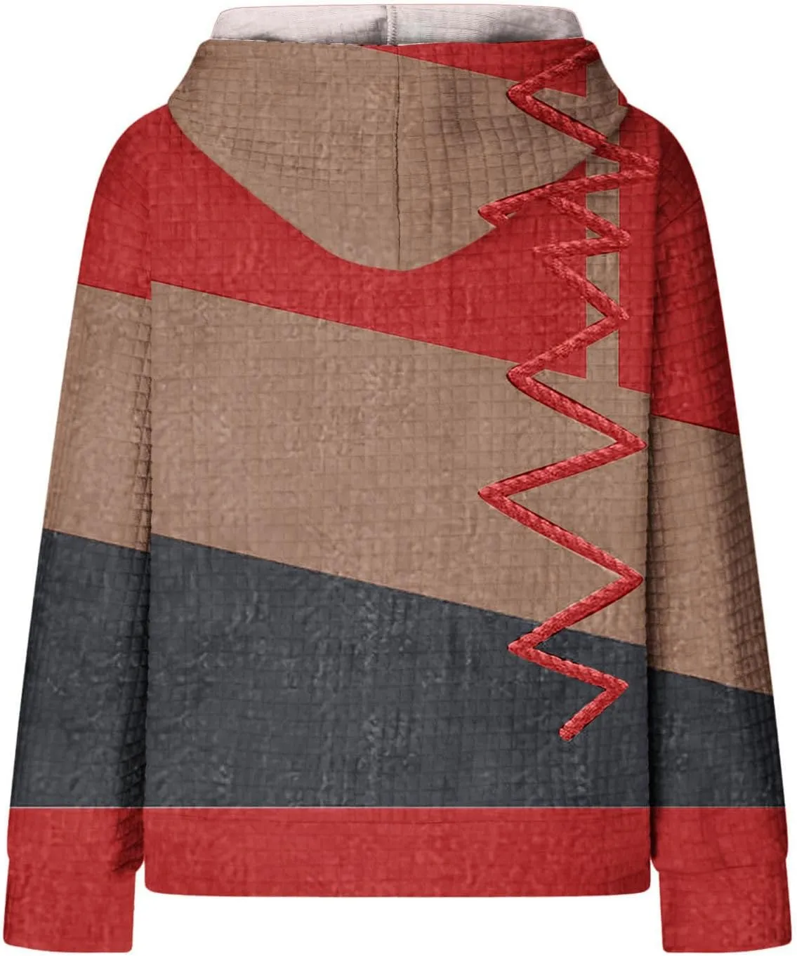 2024 Womens Waffle Hoodies Multicolored Casual Trendy Sweatshirt with Drawstring Hood Long Sleeve Pullover Sweater