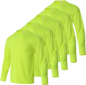 3/5 Pack Men's Long Sleeve Shirts Quick Dry Moisture Wicking Crewneck T-Shirt for Gym Workout Running