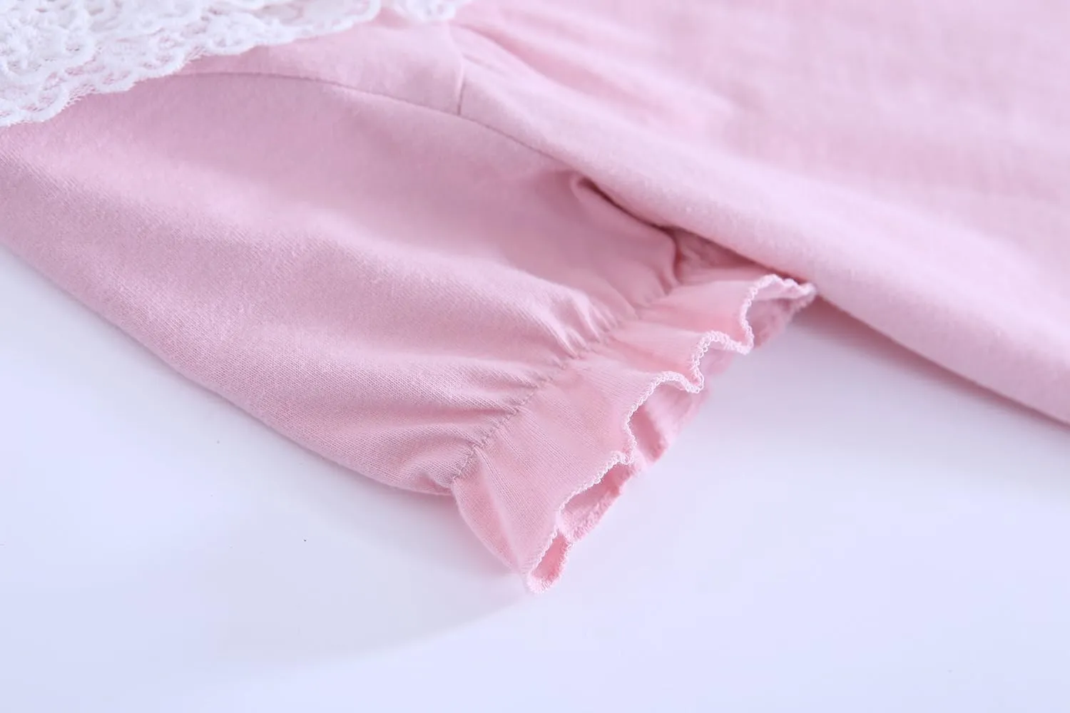ABALACOCO Cotton Nightgown for Girls Short Long Sleeve Pajamas Dress Princess Kids Toddlers Pretty Lace Loose Sleepwear Dress