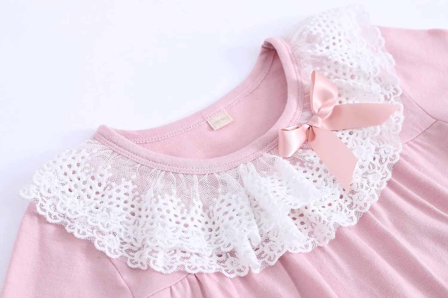 ABALACOCO Cotton Nightgown for Girls Short Long Sleeve Pajamas Dress Princess Kids Toddlers Pretty Lace Loose Sleepwear Dress