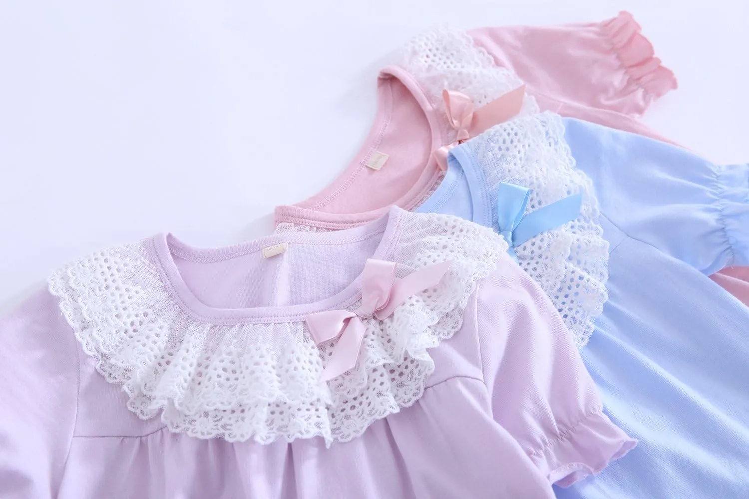 ABALACOCO Cotton Nightgown for Girls Short Long Sleeve Pajamas Dress Princess Kids Toddlers Pretty Lace Loose Sleepwear Dress