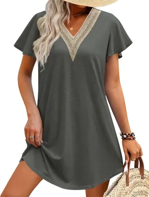 AI'MAGE Women's Swimsuit Coverups Bikini Beach Swimwear Cover Up V Neck Bathing Suit Cover Up Beach Dress