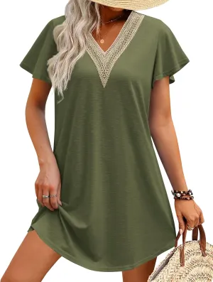 AI'MAGE Women's Swimsuit Coverups Bikini Beach Swimwear Cover Up V Neck Bathing Suit Cover Up Beach Dress
