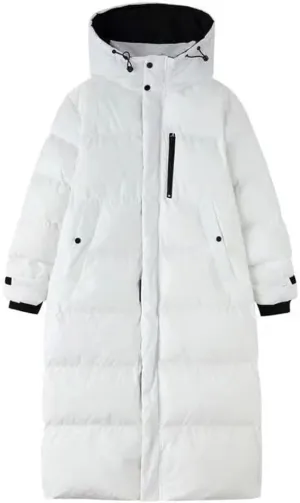 AirPlace Full Length Down Jackets for Women Long Puffer Jackets Winter Down Coats Long Sleeves Quilted Hooded Warm Parka