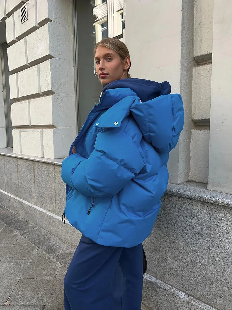 AirPlace Oversized Down Jackets for Women Quilted Hooded Puffer Jacket Winter Down Coats Long Sleeve Warm Parka Thicken