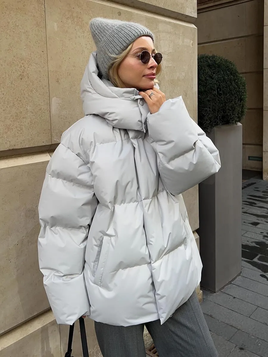 AirPlace Oversized Down Jackets for Women Quilted Hooded Puffer Jacket Winter Down Coats Long Sleeve Warm Parka Thicken