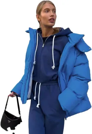 AirPlace Oversized Down Jackets for Women Quilted Hooded Puffer Jacket Winter Down Coats Long Sleeve Warm Parka Thicken