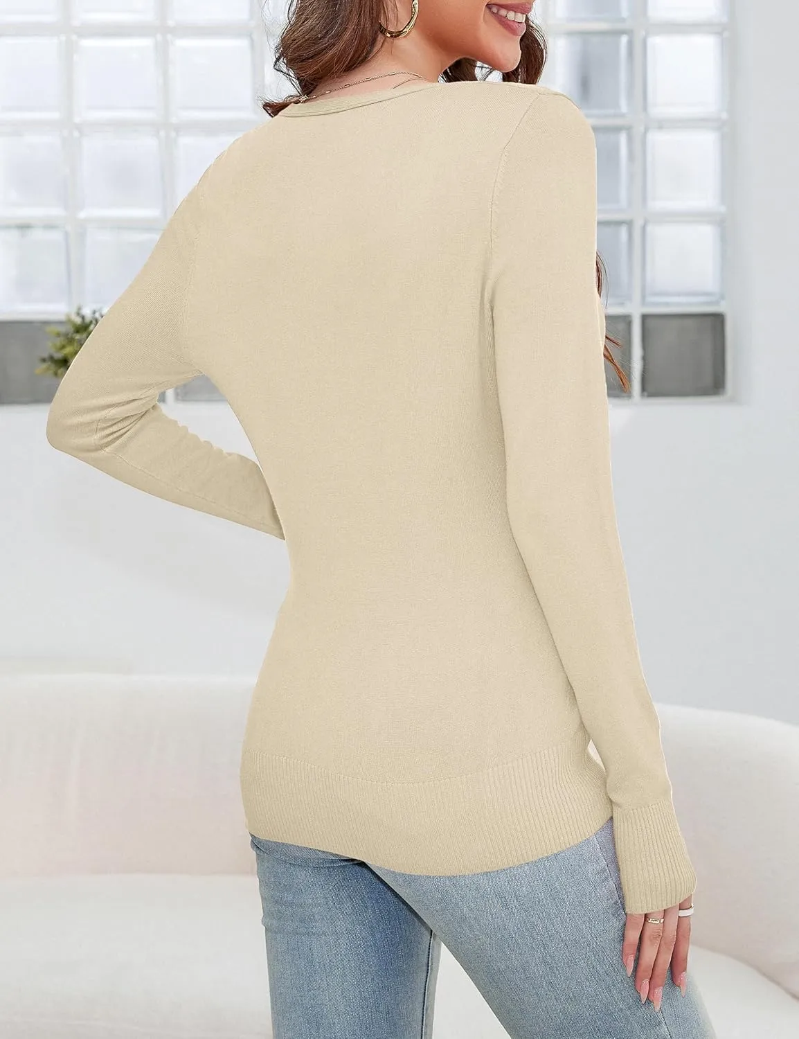 a.Jesdani Women's Button Down V Neck Long Sleeve Soft Cardigan Sweaters