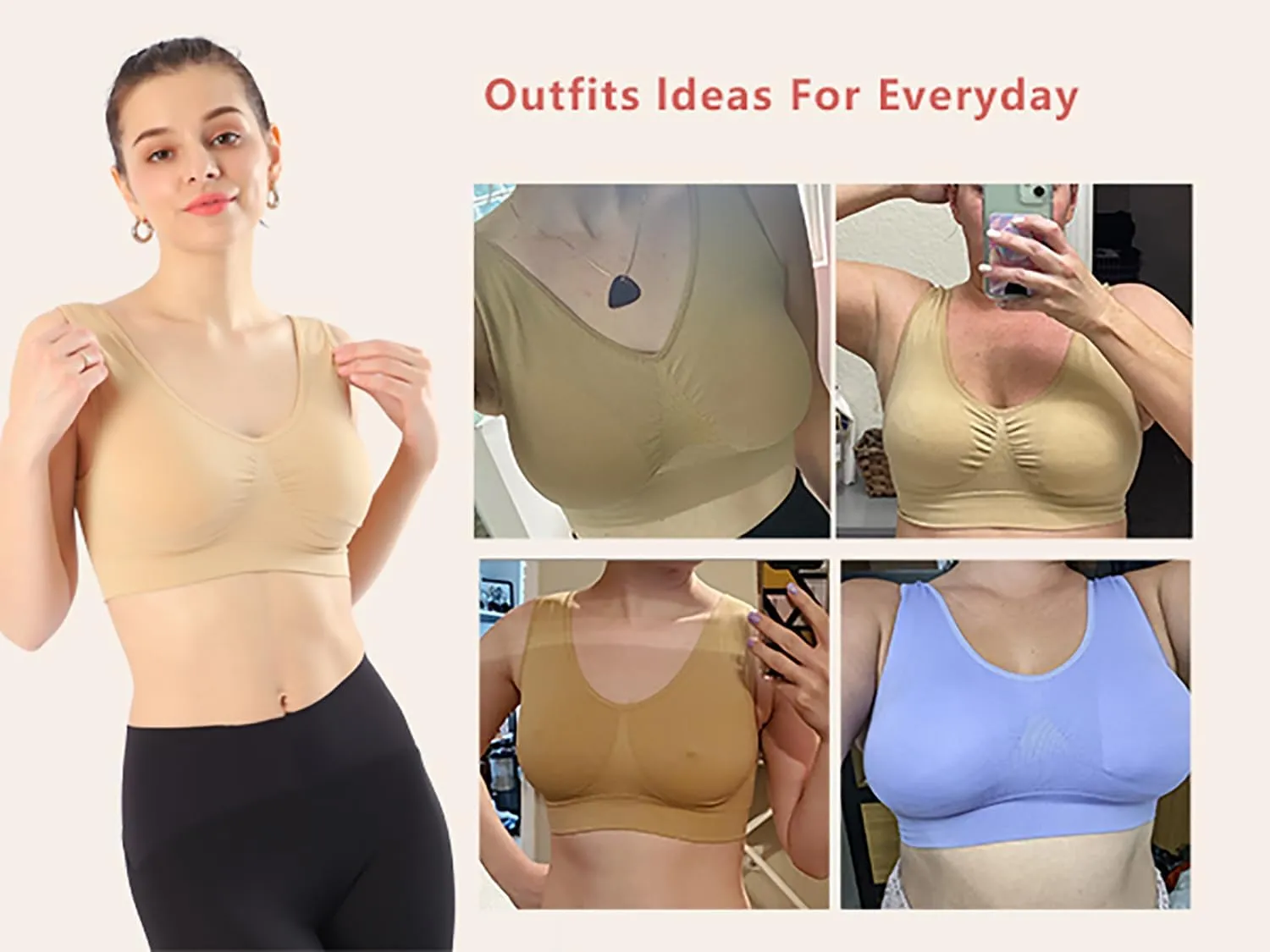 AKAMC Women's Sports Bra Wireless Post-Surgery Bra Active Yoga Sports Bras