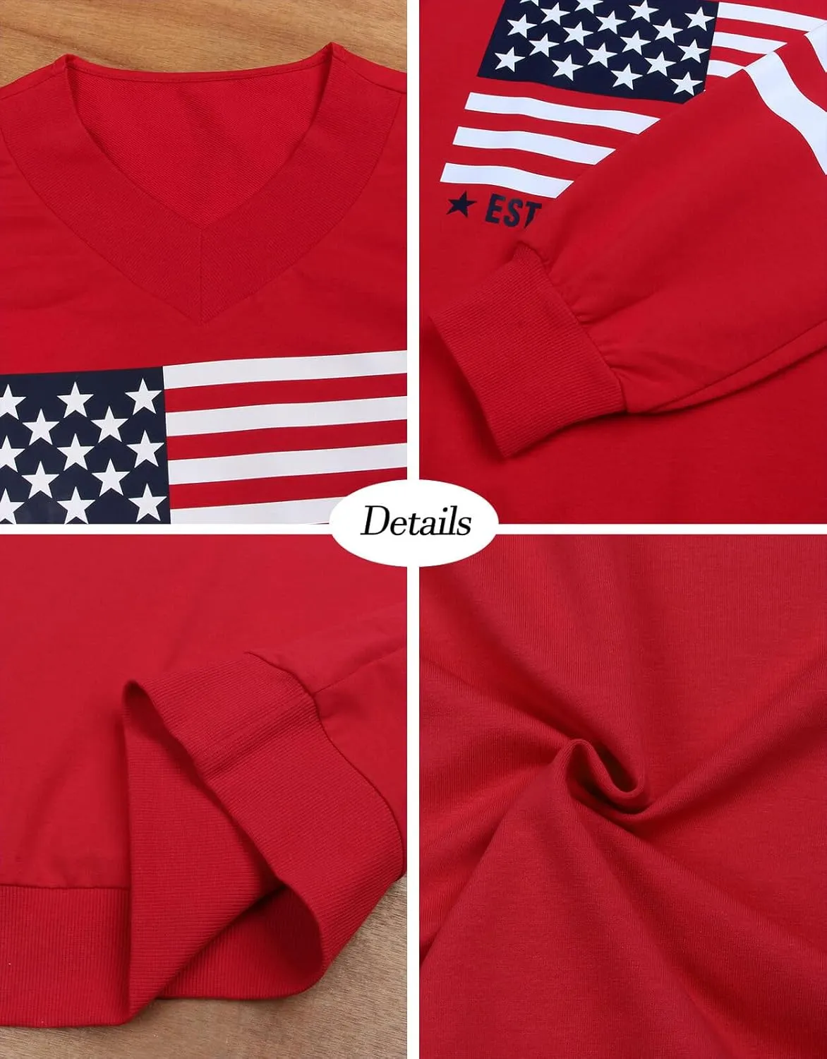 Alsol Lamesa Womens American Flag Sweatshirts Long Sleeve V Neck Loose 4th of July Outfits Flag Tops