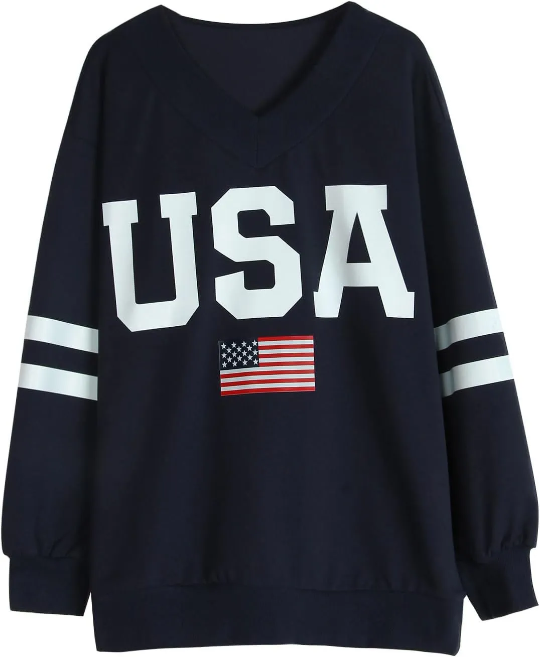 Alsol Lamesa Womens American Flag Sweatshirts Long Sleeve V Neck Loose 4th of July Outfits Flag Tops