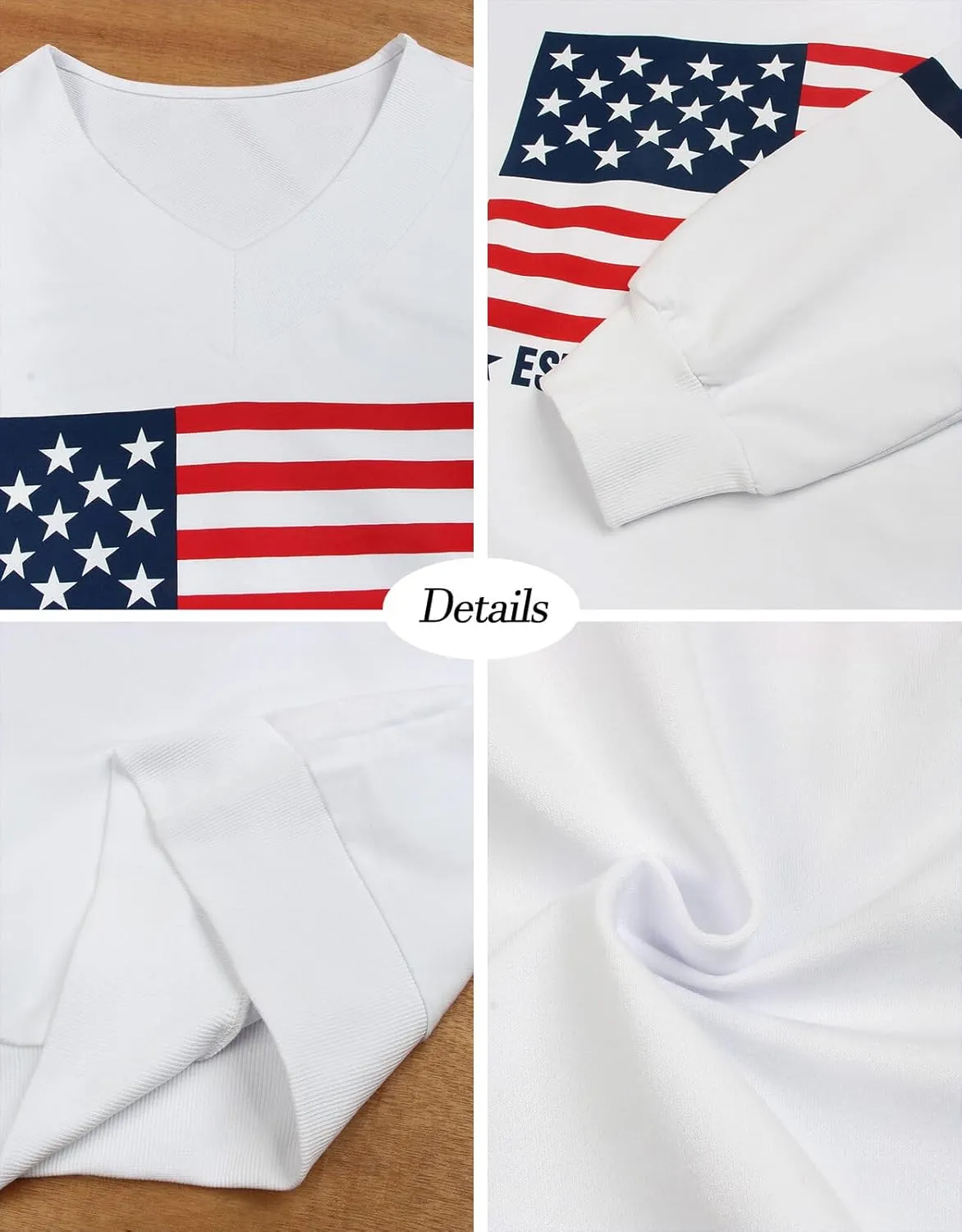 Alsol Lamesa Womens American Flag Sweatshirts Long Sleeve V Neck Loose 4th of July Outfits Flag Tops
