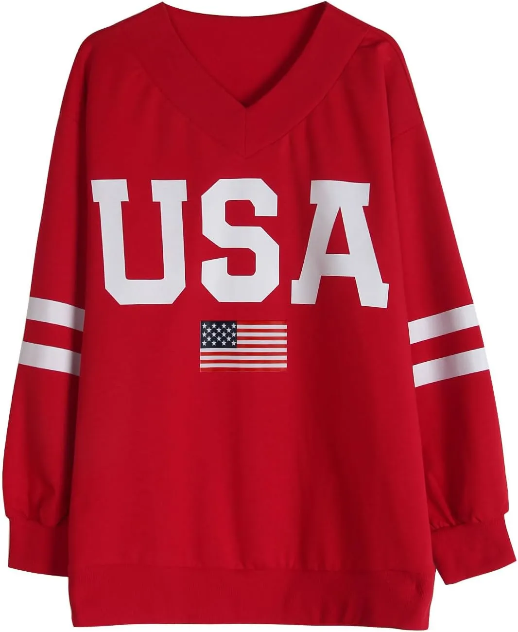 Alsol Lamesa Womens American Flag Sweatshirts Long Sleeve V Neck Loose 4th of July Outfits Flag Tops