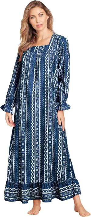 AmeriMark Women's Long Nightgown With Long Sleeves Sapphire 2X