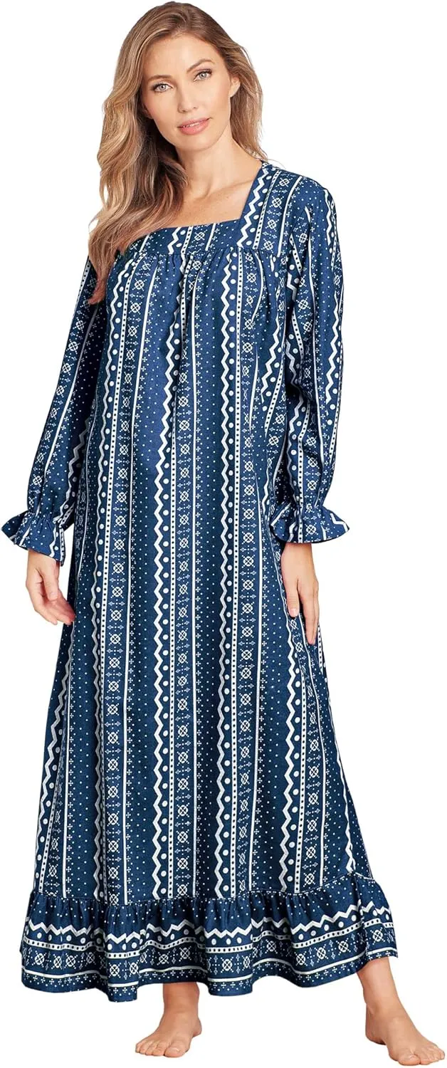 AmeriMark Women's Long Nightgown With Long Sleeves Sapphire 2X