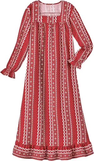 AmeriMark Women's Long Nightgown With Long Sleeves Scarlet 2X
