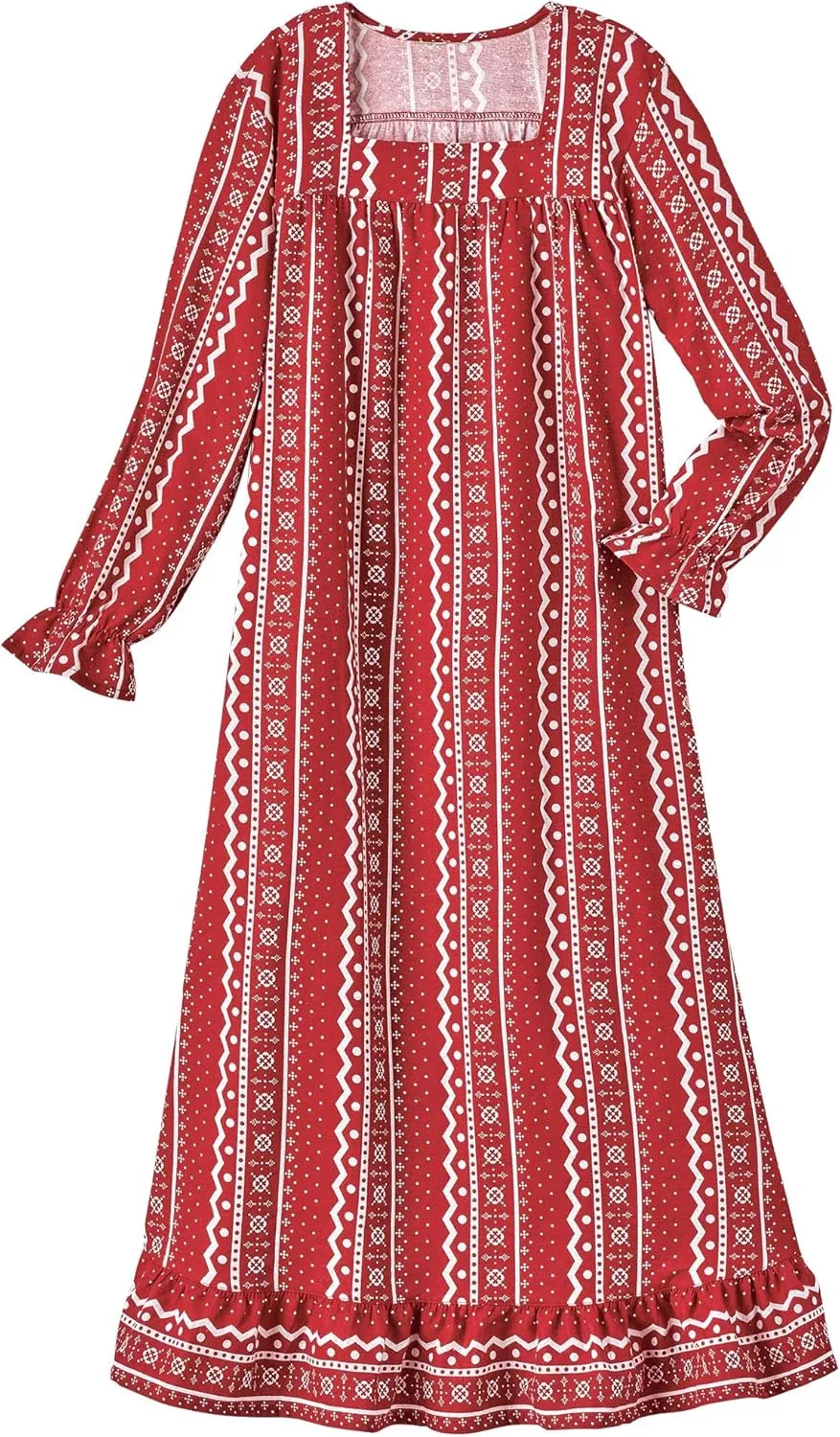 AmeriMark Women's Long Nightgown With Long Sleeves Scarlet Large