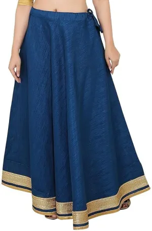 ANANYA FASHION & CRAFTS HUB Solid Readymade Skirt Dupion Beach Wear for Women Maxi Skirt Lehenga with Zari Border Summer Wear