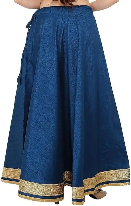 ANANYA FASHION & CRAFTS HUB Solid Readymade Skirt Dupion Beach Wear for Women Maxi Skirt Lehenga with Zari Border Summer Wear