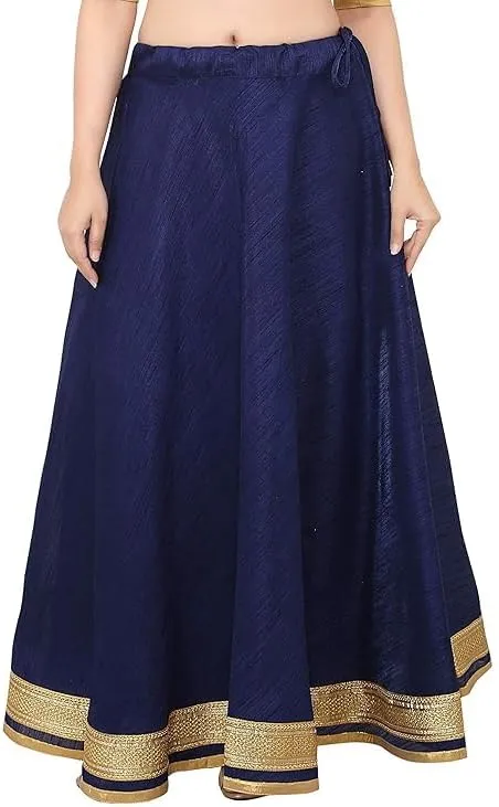 ANANYA FASHION & CRAFTS HUB Solid Readymade Skirt Dupion Beach Wear for Women Maxi Skirt Lehenga with Zari Border Summer Wear