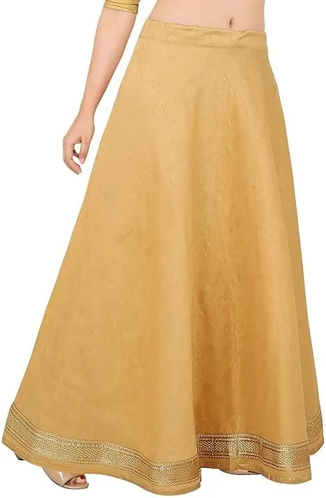 ANANYA FASHION & CRAFTS HUB Solid Readymade Skirt Dupion Beach Wear for Women Maxi Skirt Lehenga with Zari Border Summer Wear