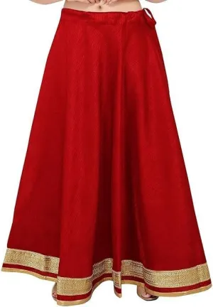 ANANYA FASHION & CRAFTS HUB Solid Readymade Skirt Dupion Beach Wear for Women Maxi Skirt Lehenga with Zari Border Summer Wear