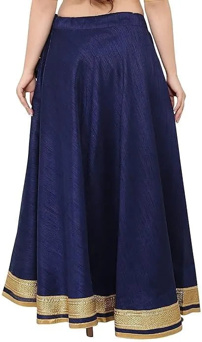 ANANYA FASHION & CRAFTS HUB Solid Readymade Skirt Dupion Beach Wear for Women Maxi Skirt Lehenga with Zari Border Summer Wear