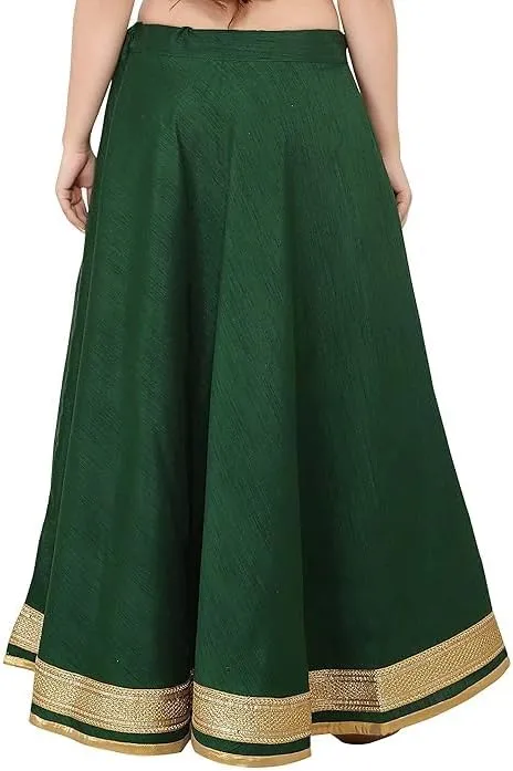 ANANYA FASHION & CRAFTS HUB Solid Readymade Skirt Dupion Beach Wear for Women Maxi Skirt Lehenga with Zari Border Summer Wear