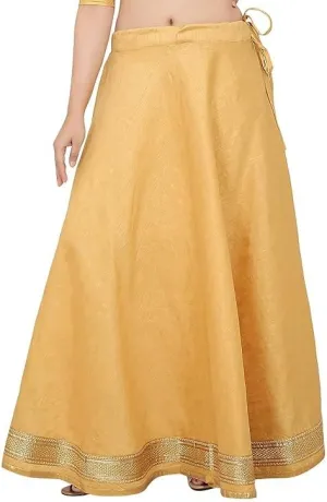 ANANYA FASHION & CRAFTS HUB Solid Readymade Skirt Dupion Beach Wear for Women Maxi Skirt Lehenga with Zari Border Summer Wear