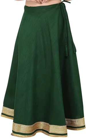 ANANYA FASHION & CRAFTS HUB Solid Readymade Skirt Dupion Beach Wear for Women Maxi Skirt Lehenga with Zari Border Summer Wear