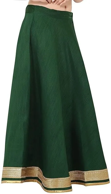 ANANYA FASHION & CRAFTS HUB Solid Readymade Skirt Dupion Beach Wear for Women Maxi Skirt Lehenga with Zari Border Summer Wear