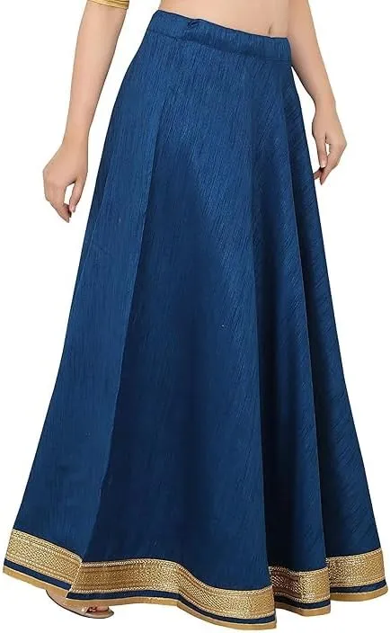 ANANYA FASHION & CRAFTS HUB Solid Readymade Skirt Dupion Beach Wear for Women Maxi Skirt Lehenga with Zari Border Summer Wear