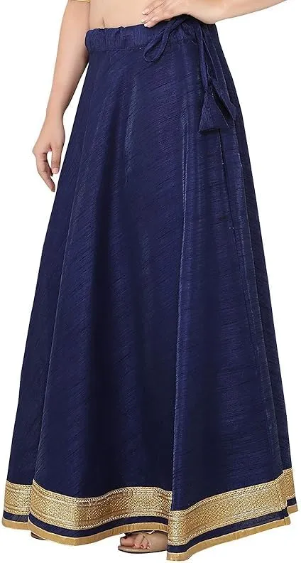 ANANYA FASHION & CRAFTS HUB Solid Readymade Skirt Dupion Beach Wear for Women Maxi Skirt Lehenga with Zari Border Summer Wear