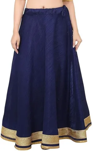 ANANYA FASHION & CRAFTS HUB Solid Readymade Skirt Dupion Beach Wear for Women Maxi Skirt Lehenga with Zari Border Summer Wear