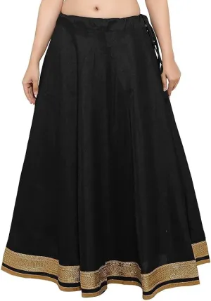 ANANYA FASHION & CRAFTS HUB Solid Readymade Skirt Dupion Beach Wear for Women Maxi Skirt Lehenga with Zari Border Summer Wear