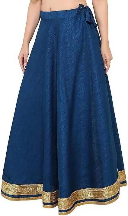 ANANYA FASHION & CRAFTS HUB Solid Readymade Skirt Dupion Beach Wear for Women Maxi Skirt Lehenga with Zari Border Summer Wear