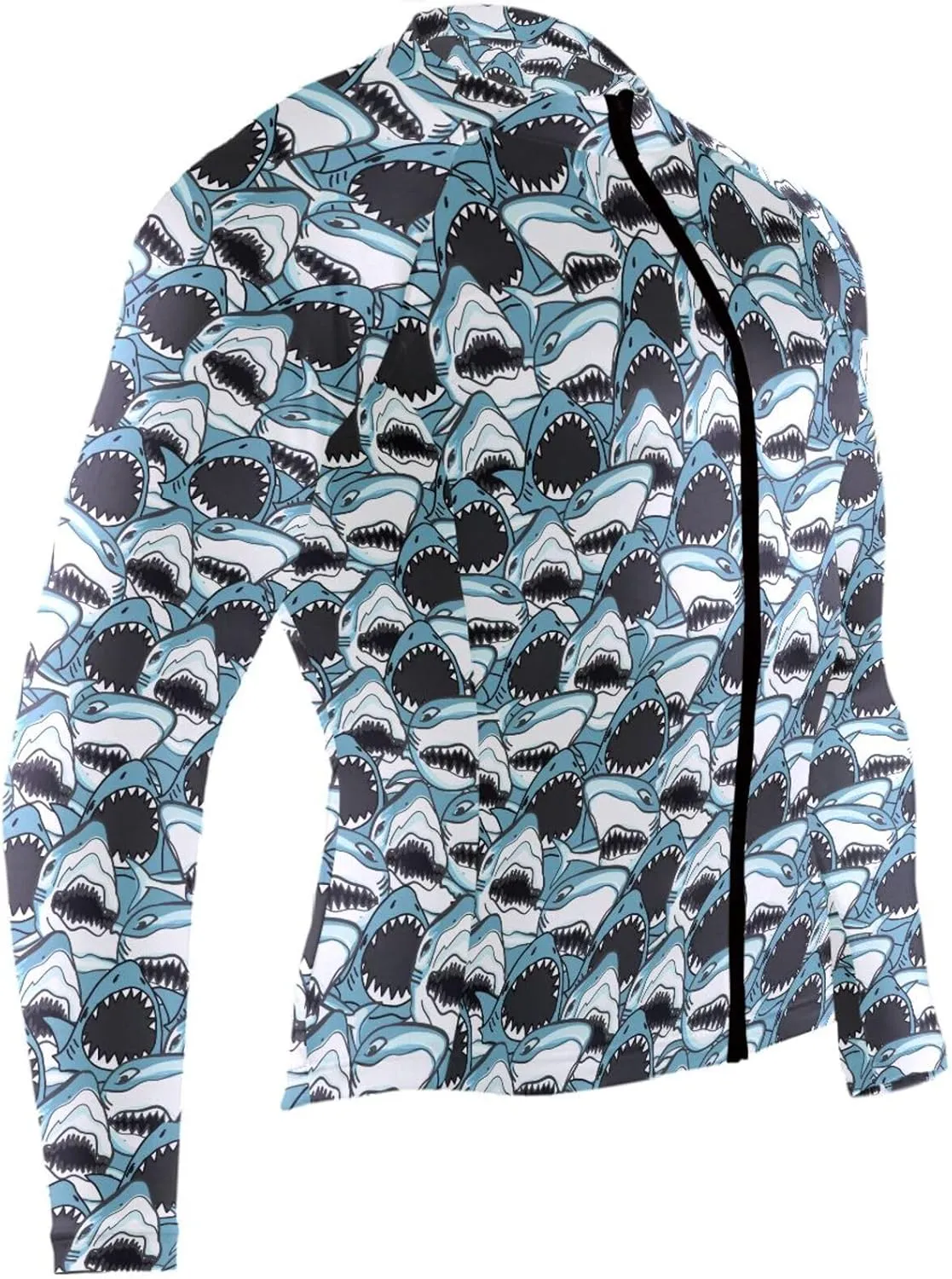 Angry Shark Men's Cycling Jersey Moisture Wicking and Breathable Quick Dry with 3 Rear Pockets