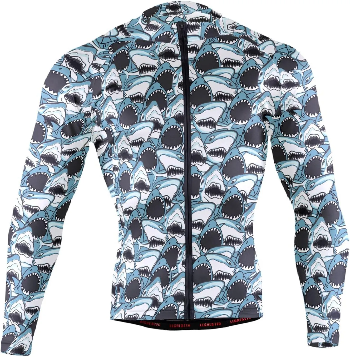 Angry Shark Men's Cycling Jersey Moisture Wicking and Breathable Quick Dry with 3 Rear Pockets