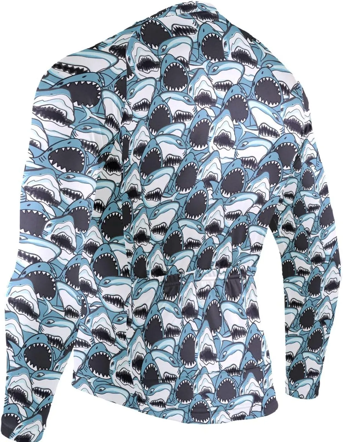 Angry Shark Men's Cycling Jersey Moisture Wicking and Breathable Quick Dry with 3 Rear Pockets