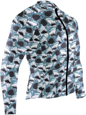 Angry Shark Men's Cycling Jersey Moisture Wicking and Breathable Quick Dry with 3 Rear Pockets