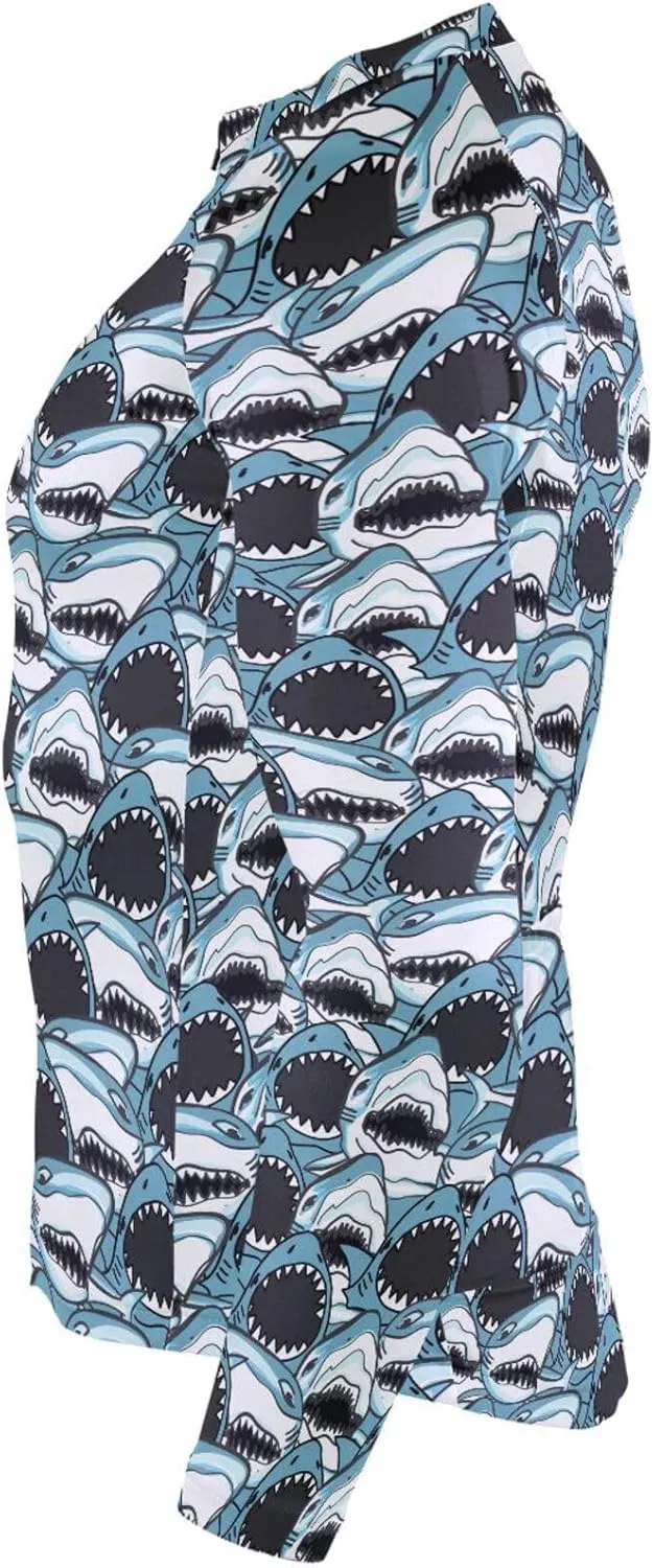 Angry Shark Men's Cycling Jersey Moisture Wicking and Breathable Quick Dry with 3 Rear Pockets