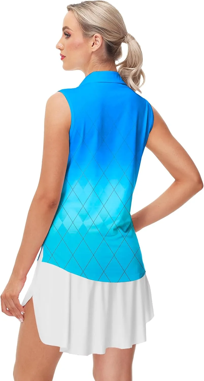 AOBUTE Women's Sleeveless Golf Shirts Moisture Wicking 1/4 Zip Polo Tennis Shirt