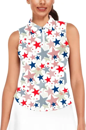 AOBUTE Women's Sleeveless Golf Shirts Moisture Wicking 1/4 Zip Polo Tennis Shirt